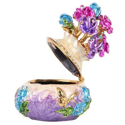 Enkelbruke Metal Enameled Painting Vase Jewelry Boxes and Organizers Jewelry Boxes Shape Jewelry Organizer Trinket Box Hand-crafted Alloy Gift Craft Decoration