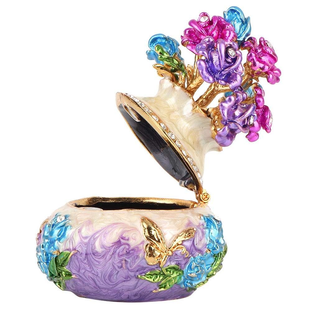 Enkelbruke Metal Enameled Painting Vase Jewelry Boxes and Organizers Jewelry Boxes Shape Jewelry Organizer Trinket Box Hand-crafted Alloy Gift Craft Decoration