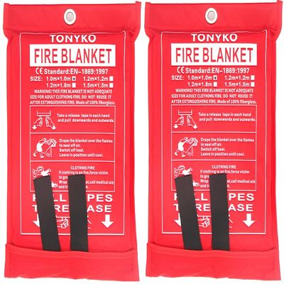 TONYKO Emergency Surival Fire Blanket, Flame Retardant Protection and Heat Insulation Designed for Kitchen,Fireplace,Grill,Car,Camping(White2PACK)