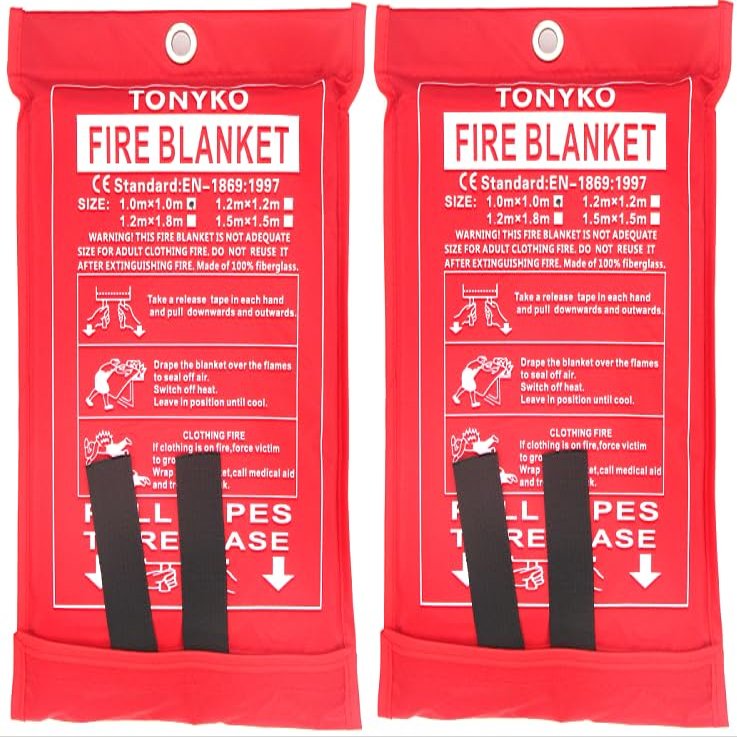 TONYKO Emergency Surival Fire Blanket, Flame Retardant Protection and Heat Insulation Designed for Kitchen,Fireplace,Grill,Car,Camping(White2PACK)