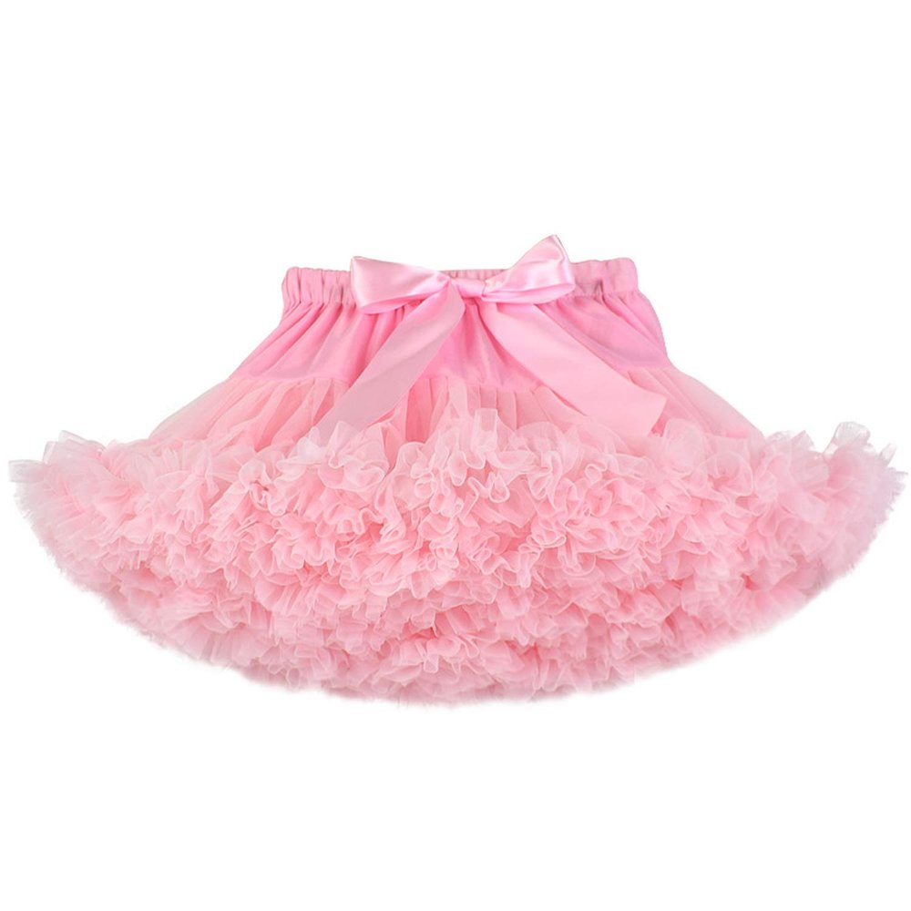 URVIP Women Tiered Tulle Pleated Tutu Skirt Princess Ballet Dance Pettiskirt One Size Pink
