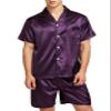 Sanraflic Men's Satin Pajamas Short Button-Down Pj Set Sleepwear Loungewear (Purple, XL) view 2