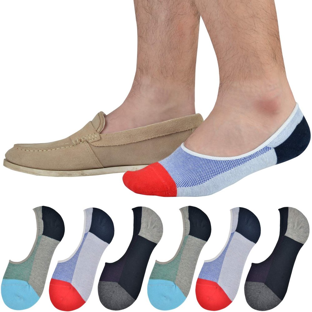 JORMATT 6 Pairs Mens Women Genuine No Show Socks Boys Sneaker Shoes Mesh Knit Low Cut Athletic Cotton Socks Non Slip, Men Shoe size 6-10