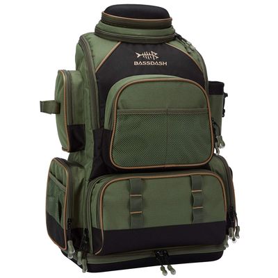 BASSDASH Fishing Tackle Backpack Water Resistant Tactical Bag Soft Tackle Box with Rod Holder and Protective Rain Cover