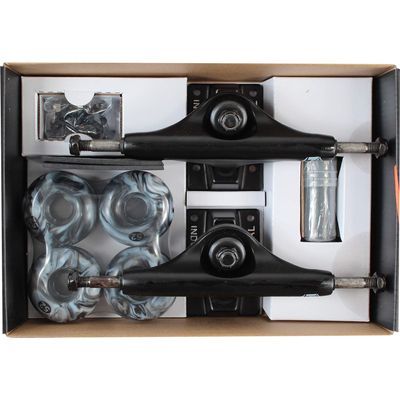 Industrial Black Trucks with 52mm Black Swirl Wheels, Bearings & Hardware Kit - 5.25" Hanger 8.0" Axle (Set of 2)