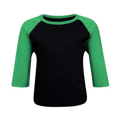 ILTEX Kids & Youth 3/4 Sleeves Athletic Baseball Raglan Infant Toddler Jersey Cotton & Polyester T-Shirt in Multi Function Sports & Outdoors, Gym and Exercise(20+ Colors) (Y-Medium, Black/Kelly Green)
