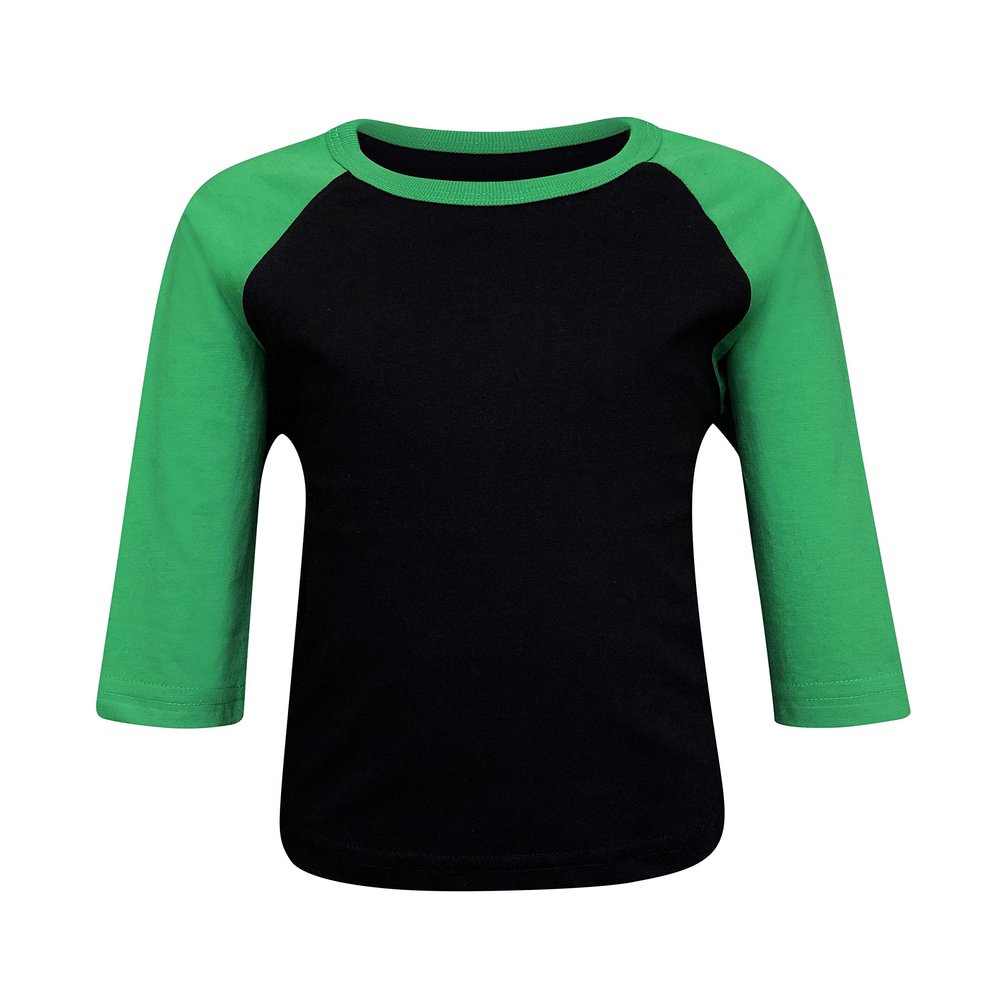 ILTEX Kids & Youth 3/4 Sleeves Athletic Baseball Raglan Infant Toddler Jersey Cotton & Polyester T-Shirt in Multi Function Sports & Outdoors, Gym and Exercise(20+ Colors) (Y-Medium, Black/Kelly Green)