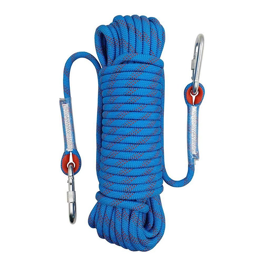Aoneky 98ft 10mm Static Rope Blue - Polyester Rope for Climbing, Rescue, Arborist Work, Camping & Towing, UV Resistan