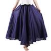 ebossy Women's Elastic Waist Beach Boho Summer Maxi Long Swing Linen Skirt (Free Size, Navy Blue) view 1