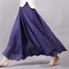 ebossy Women's Elastic Waist Beach Boho Summer Maxi Long Swing Linen Skirt (Free Size, Navy Blue) view 2