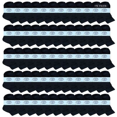 Yacht & Smith 72 Pairs of Wholeasle Kids Mid Ankle Socks, Cotton Bulk Sport Ankle Socks - 4-6 - Black
