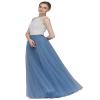 EllieHouse A Line Long Full Bridesmaid Tulle Skirt for Wedding Evening Party P68 Dusty Blue XL