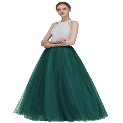 EllieHouse A Line Long Full Bridesmaid Tulle Skirt for Wedding Evening Party P68 Dark Green S