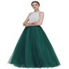 EllieHouse A Line Long Full Bridesmaid Tulle Skirt for Wedding Evening Party P68 Dark Green S view 1