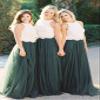 EllieHouse A Line Long Full Bridesmaid Tulle Skirt for Wedding Evening Party P68 Dark Green S view 2