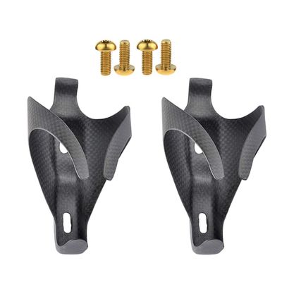 Yaruijia 3K Full Carbon Fiber Bicycle Water Bottle Cages Lightweight Mountain Bike Holder Pack of 2 (M5x12mm Gold, Matte)