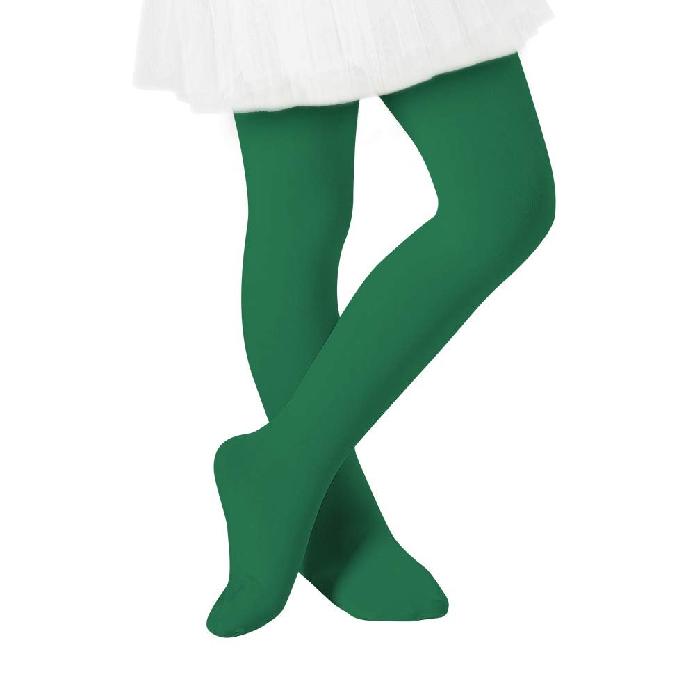 Century Star Ultra-Soft Footed Dance Sockings Ballet Tights Kids Super Elasticity School Uniform Tights For Girls 1 Pack Dark Green 9-14