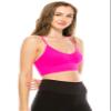 Kurve Soft Rib Low-Back Crop Bra Cami, UV Protective Fabric UPF 50+ (Made with Love in The USA), Neon Fuschia, Large/X-Large view 2
