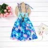 Baby Girls Sundress for 1-8 Years Old Kids Children Vestidos Floral Bohemian Beach Straps Dress Necklace Sets (18-24 Months, Blue) view 3