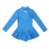 inlzdz Kids Girls Long Sleeves Ice Roller Skating Dress Keyhole Back Ballet Dance Gymnastics Leotard Blue 12 view 4
