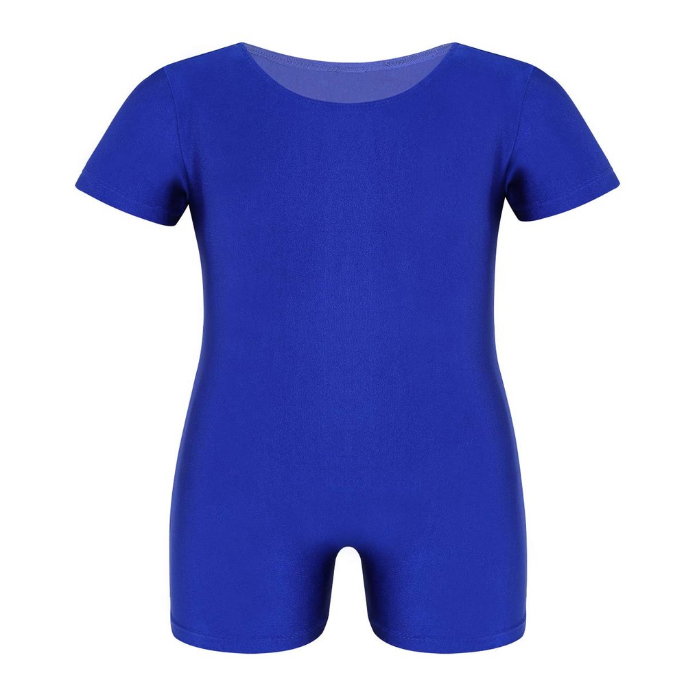Freebily Kids Girls Sleeveless Keyhole Back Gymnastics Leotard Unitard Jumpsuit Spandex Tumbling Dance Bodysuit Biketard Blue Short Sleeve 6 Years