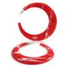 70mm Large Red Acrylic with Marble Effect Hoop Earrings view 1