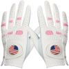 Amy Sport Women's Golf Gloves Left Hand Right with Ball Marker Value 2 Pack, All Weather Grip Rain Soft Leather Pink Size Small Medium Large XL (1 Pair, Large) view 1