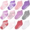 CozyWay Baby & Toddler Grip Socks - Non-Slip Toddler Socks with Grippers - Breathable Soft Cotton for 6-12 Month Wear - Easy-On Heel Tab - Pink/White - Pack of 12 view 1