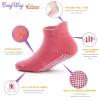 CozyWay Baby & Toddler Grip Socks - Non-Slip Toddler Socks with Grippers - Breathable Soft Cotton for 6-12 Month Wear - Easy-On Heel Tab - Pink/White - Pack of 12 view 2