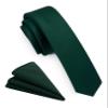 GUSLESON Solid Ties For Men Dark Green Skinny Tie Slim Necktie and Pocket Square Sets(0802-02) view 1