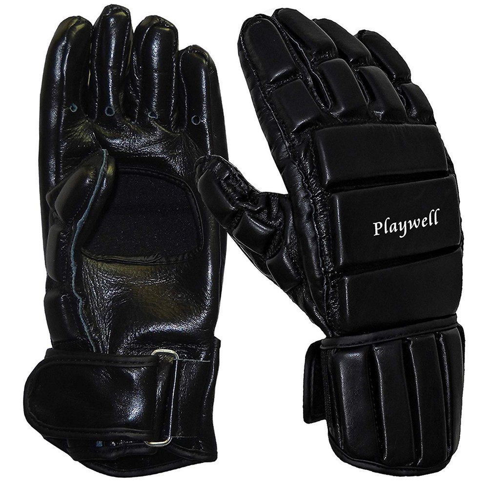 Playwlel Full Contact Leather Escrima/Kali Gloves - Black, M