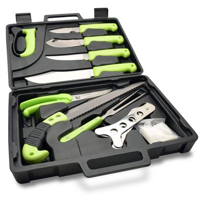 HME 12-Piece Deluxe Field Dressing Kit | Durable Portable Weather-Resistant Versatile Game Processing Knife Set for Hunting & Archery