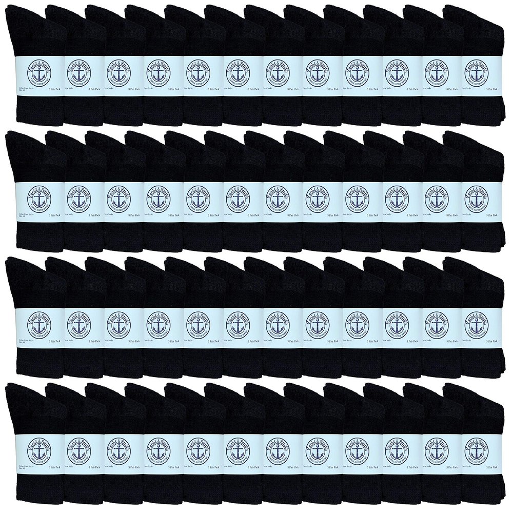 Yacht & Smith 48 Pairs Wholesale Kids Crew Socks, Childrens Cotton Casual Crew Socks Size 4-20