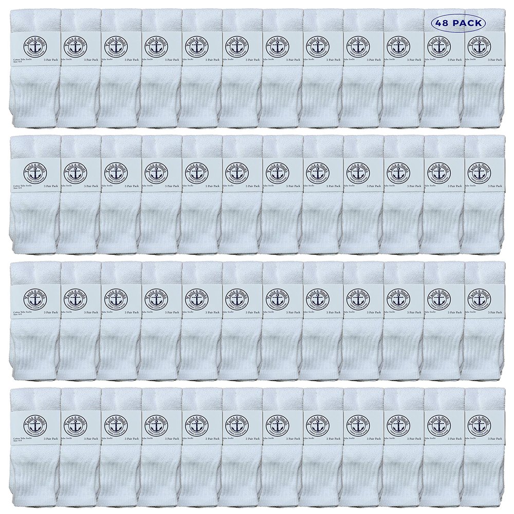 Yacht & Smith 48 Pairs Of Wholesale Women's Tube Socks, Women's Cotton Referee Sport Socks Size 9-11