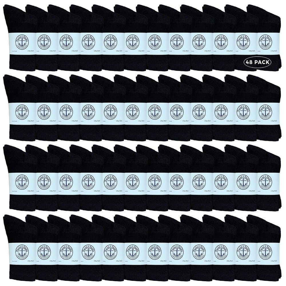 Yacht & Smith 48 Pairs Wholesale Kids Crew Socks, Childrens Cotton Casual Crew Socks Size 6-22