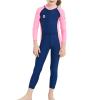 DIVE & SAIL Kids Rash Guard Wetsuit,Youth Girls and Boys Swimsuit One Piece Water Sports Sunsuit Swimwear Sets(Navy-Pink/Girl's Swimsuit, 2-3 Years/Small) view 1