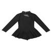 Agoky Girls Long Sleeve Figure Ice Roller Skating Dress Outdoor Sport Tutu Pol o Neck Ballet Dance Gymnastics Leotard Skirt Black 7-8 view 4