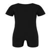 FEESHOW Kids Girls Boys Short Sleeve Basic Gymnastics Leotard Unitard Ballet Dance Sports Top with Shorts Biketard Black 6 view 2
