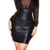 HLBandage Elastic Leather High Waist Bodycon Mini Skirt (XS, Black) view 1