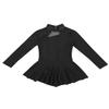 TiaoBug Girls High Neck Lace Figure Roller Skating Ice Skating Dress Gymnastics Leotard Sequins Tutu Dress Skirt Black Tulle Splice 3-4 view 3