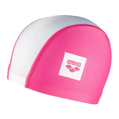 Arena Unisex Junior Unix II Swim Cap for Boys and Girls Ages 6 to 12 Lightweight Stretch Fabric Kids Pool Bathing Cap, One Size, Pink/White