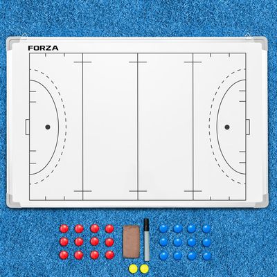 FORZA 35in x 24in Double-Sided Sports Coaching Whiteboard | 13 Sport Options - Dry Erase Board Equipped with Magnetic Markers, Pen & Eraser (Field Hockey, Without Carry Bag)