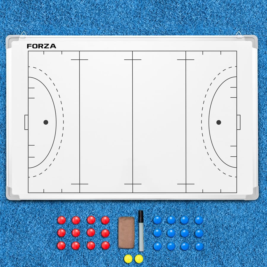 FORZA 35in x 24in Double-Sided Sports Coaching Whiteboard | 13 Sport Options - Dry Erase Board Equipped with Magnetic Markers, Pen & Eraser (Field Hockey, Without Carry Bag)
