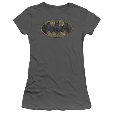 Trevco Batman Tattered Logo Juniors' Sheer Fitted T Shirt, 2X-Large Charcoal