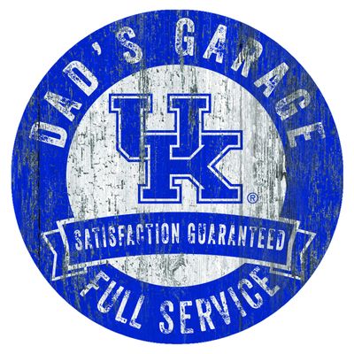 Fan Creations Kentucky Wildcats 12" Round Dad's Garage Wood Sign