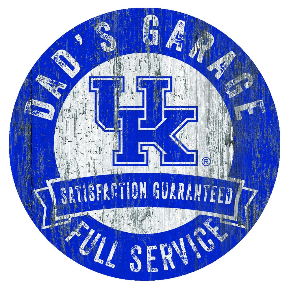 Fan Creations Kentucky Wildcats 12" Round Dad's Garage Wood Sign