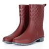 Petrass Women Rain Boots Black Waterproof Mid Calf Lightweight Cute Booties Fashion Out Work Comfortable Garden Shoes,Red 8.5 view 1