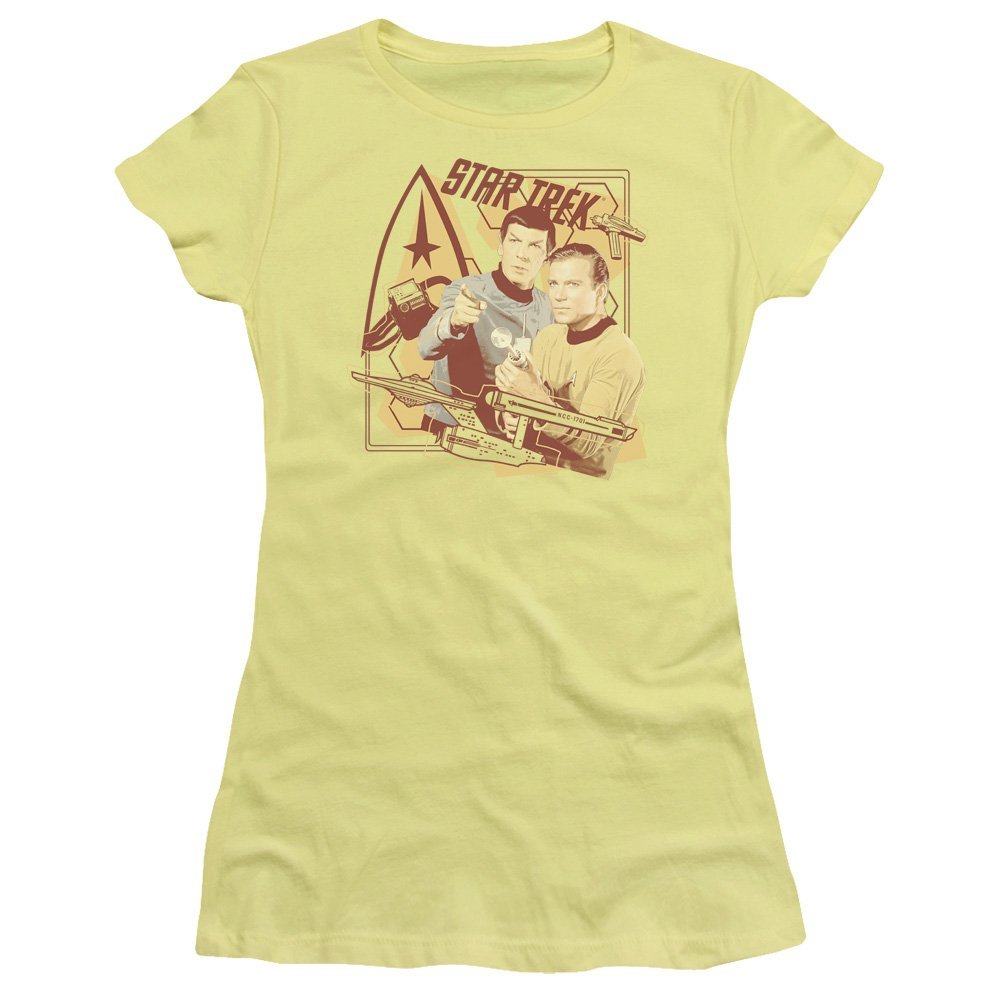 Trevco Star Trek Shoot That Thing Juniors' Sheer Fitted T Shirt, 2X-Large Banana