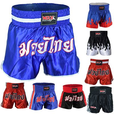 MRX Boxing Shorts for Men Training Fighting Muay Thai Shorts Boxing MMA BJJ Short Kickboxing Trunks Clothing Blue Medium