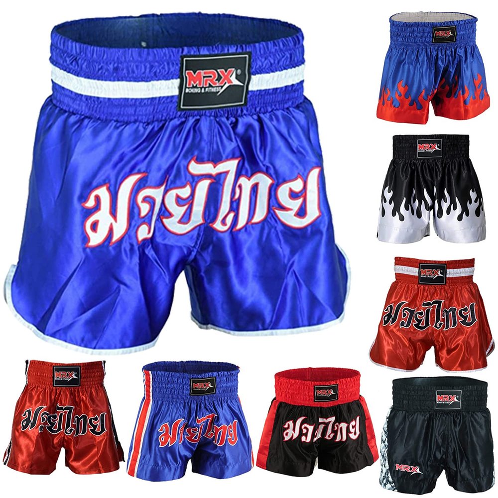 MRX Boxing Shorts for Men Training Fighting Muay Thai Shorts Boxing MMA BJJ Short Kickboxing Trunks Clothing Blue Medium